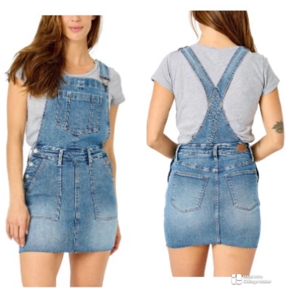 NWT Judy Blue high waist raw hem overall denim skirt - Picture 1 of 8